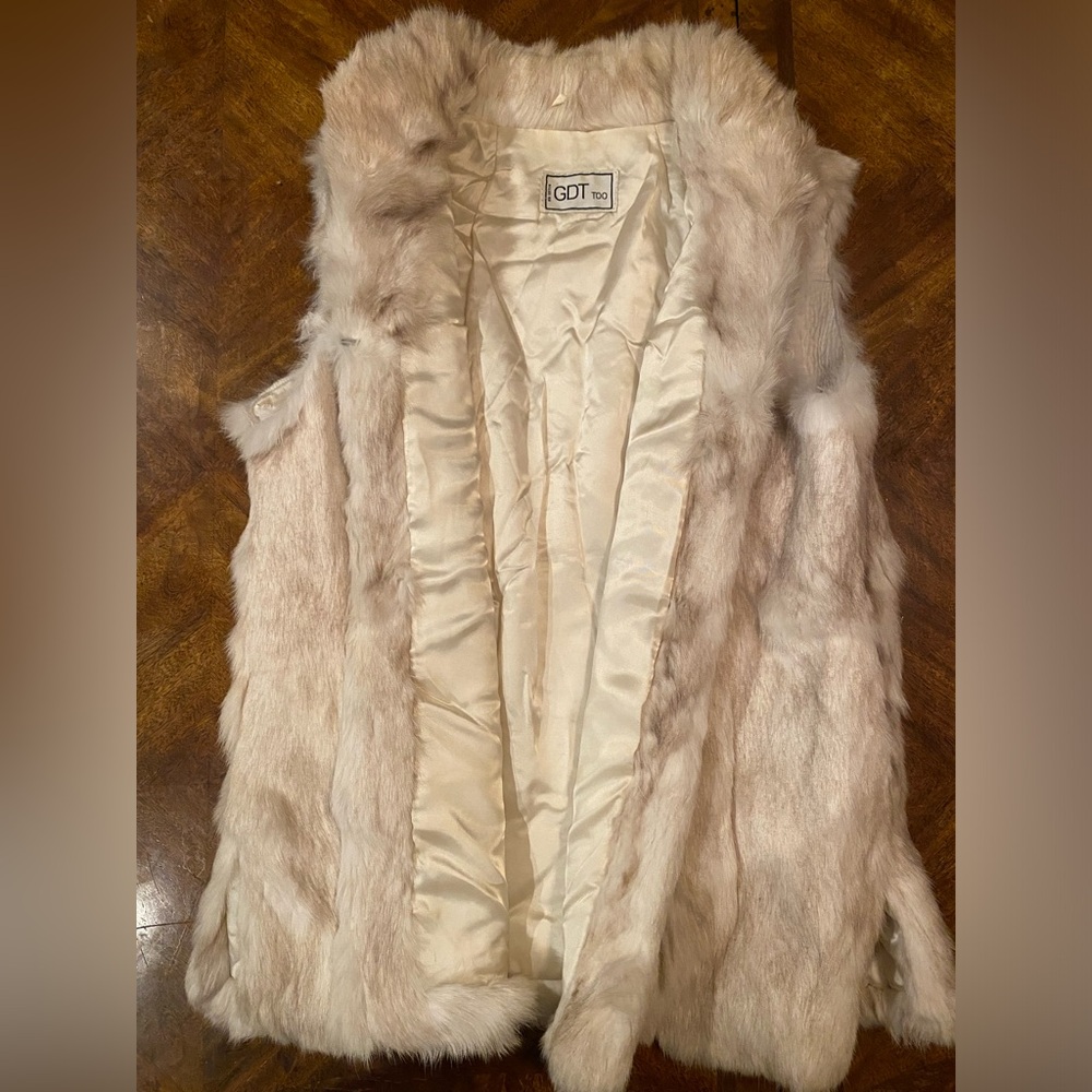 GDT Too  Y2K Vintage Cream Rabbit Fur Vest Sz S